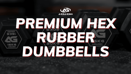 Premium Hex Rubber Dumbbells - Assassin Goods