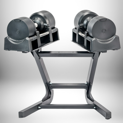 Exclusive Deals - Black Edition Adjustable Dumbbells (Pair) + Heavy-Duty Dumbbell Stand