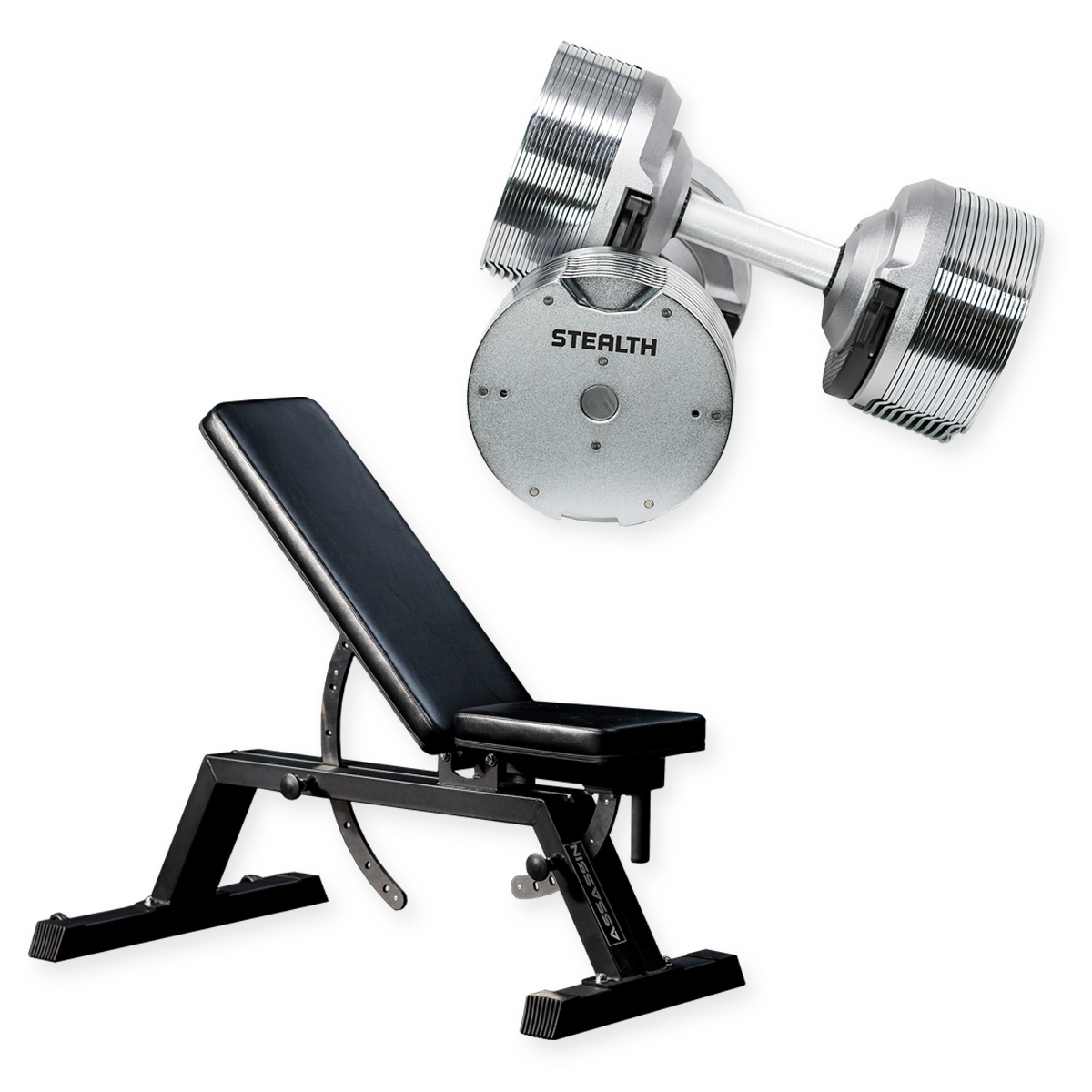 Exclusive Deals - Stealth Premium Adjustable Dumbbells (Pair) + Adjustable Bench